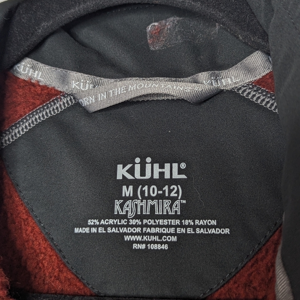 Kuhl Boys Revel Quarter Zip‎ Pull Over Fleece Sweater Brick Steel Medium 10 12 - Picture 4 of 6